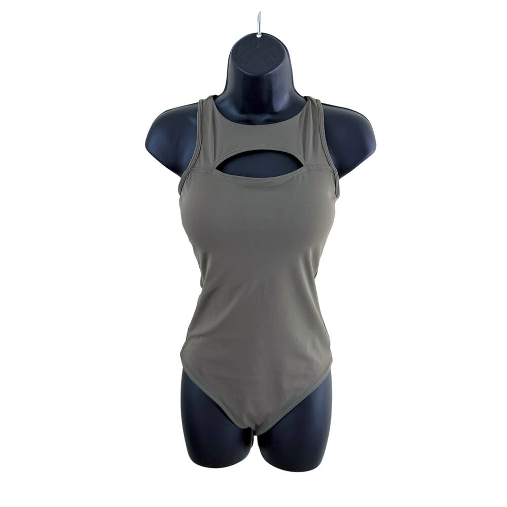 Klassy Network Olive Green Sleeveless Brami Bodysuit Women's Size Medium EUC